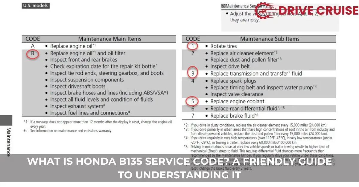 what is honda b135 service code
